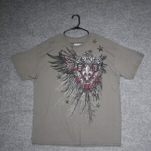 Affliction Type Mens Graphic T Shirt Eagle Crest Shield Wings Graphic Grunge XL